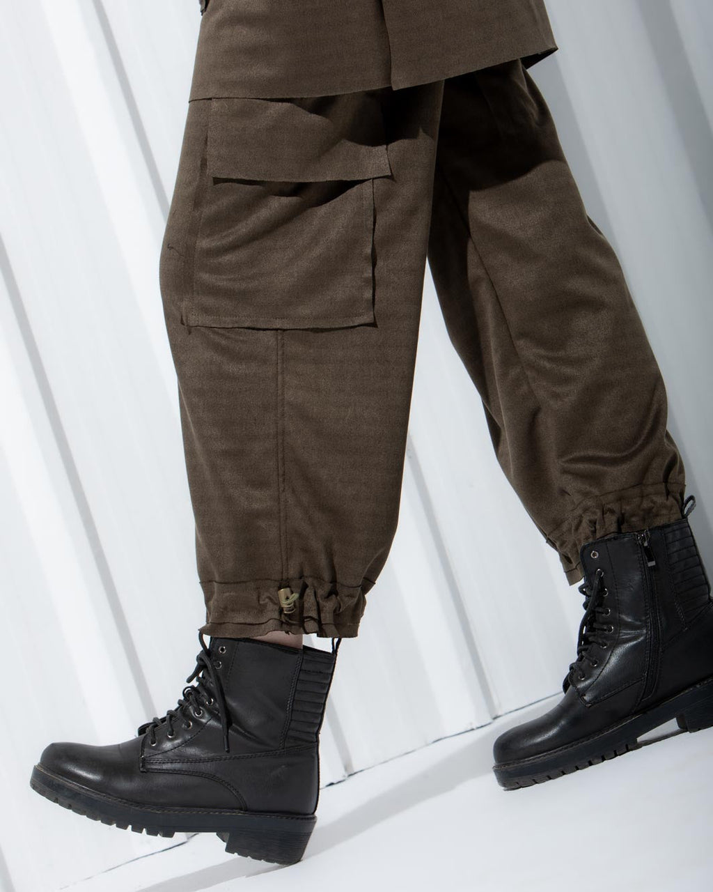 ADJUSTABLE SUEDE CARGO PANTS