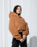 CROPPED FAUX FUR HOODIE
