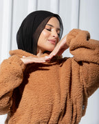 CROPPED FAUX FUR HOODIE