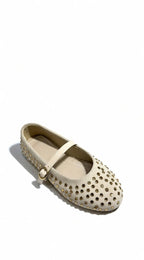 Beige Studded Ballerinas