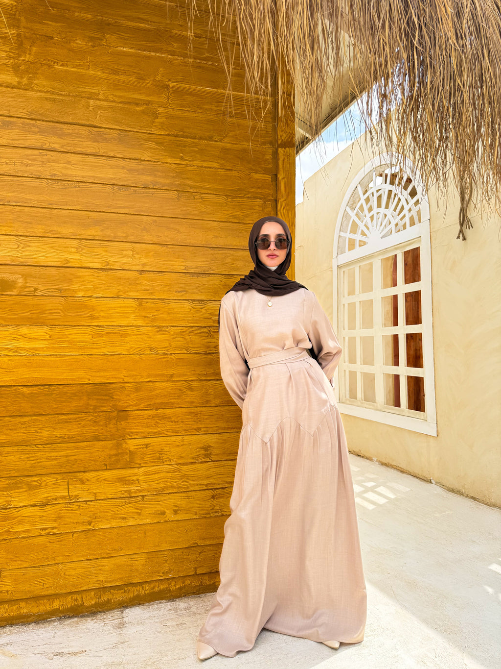 Flow Belted Dress C601 Beige