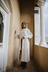 Linen trench coat in Beige