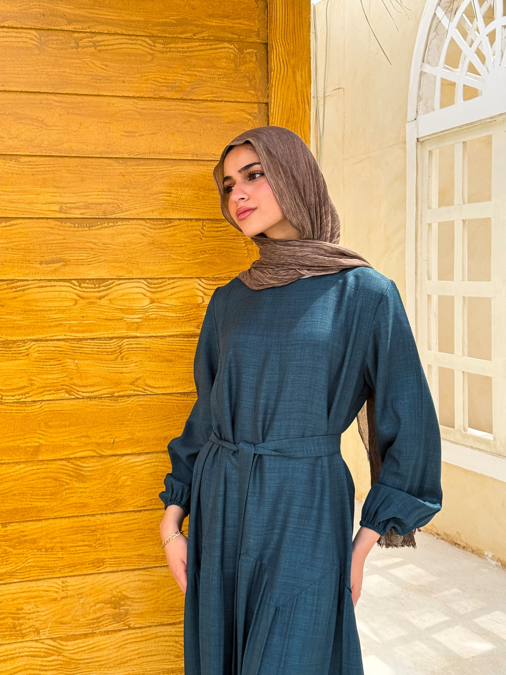 Flow Belted  Dress Dark TealC601