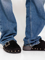 Black Studded Mules