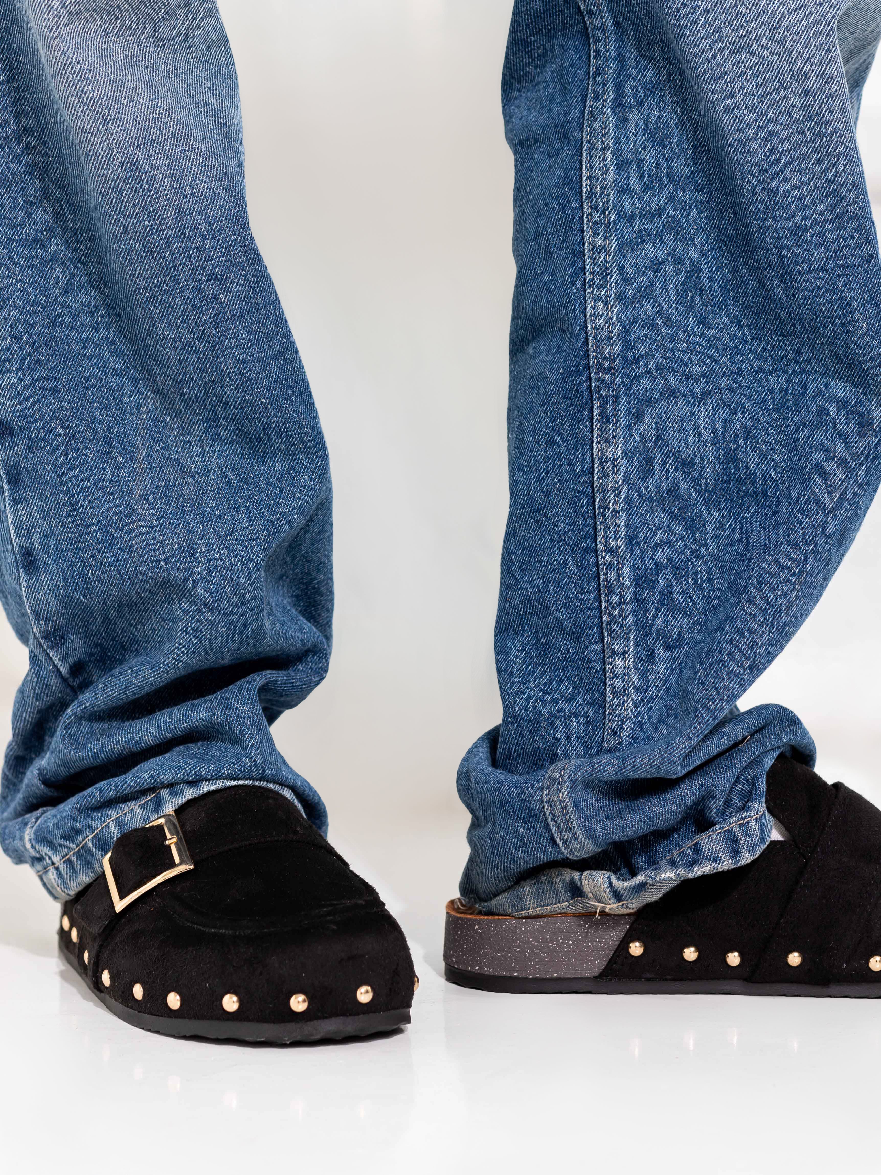 Black Studded Mules