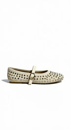 Beige Studded Ballerinas