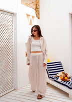 Embroidery Linen Stripe Set