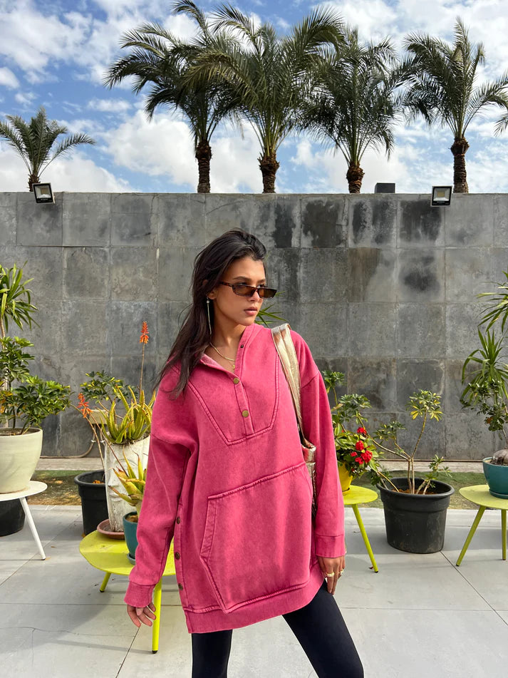 Washed hoodie in watermelon
