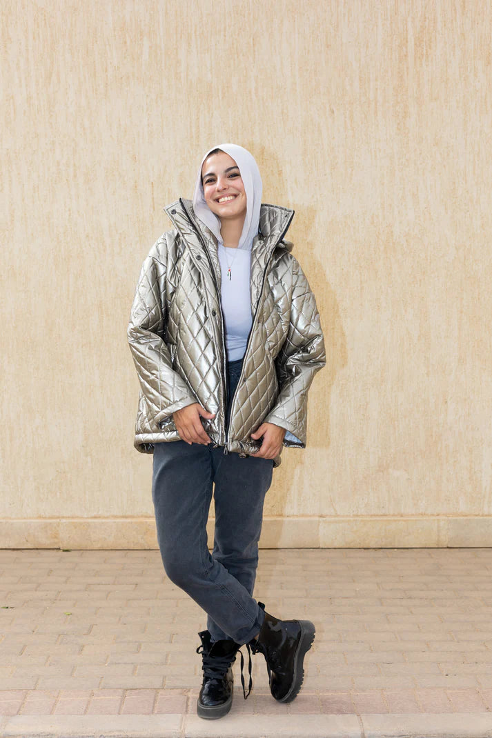 The metallic puffer jacket