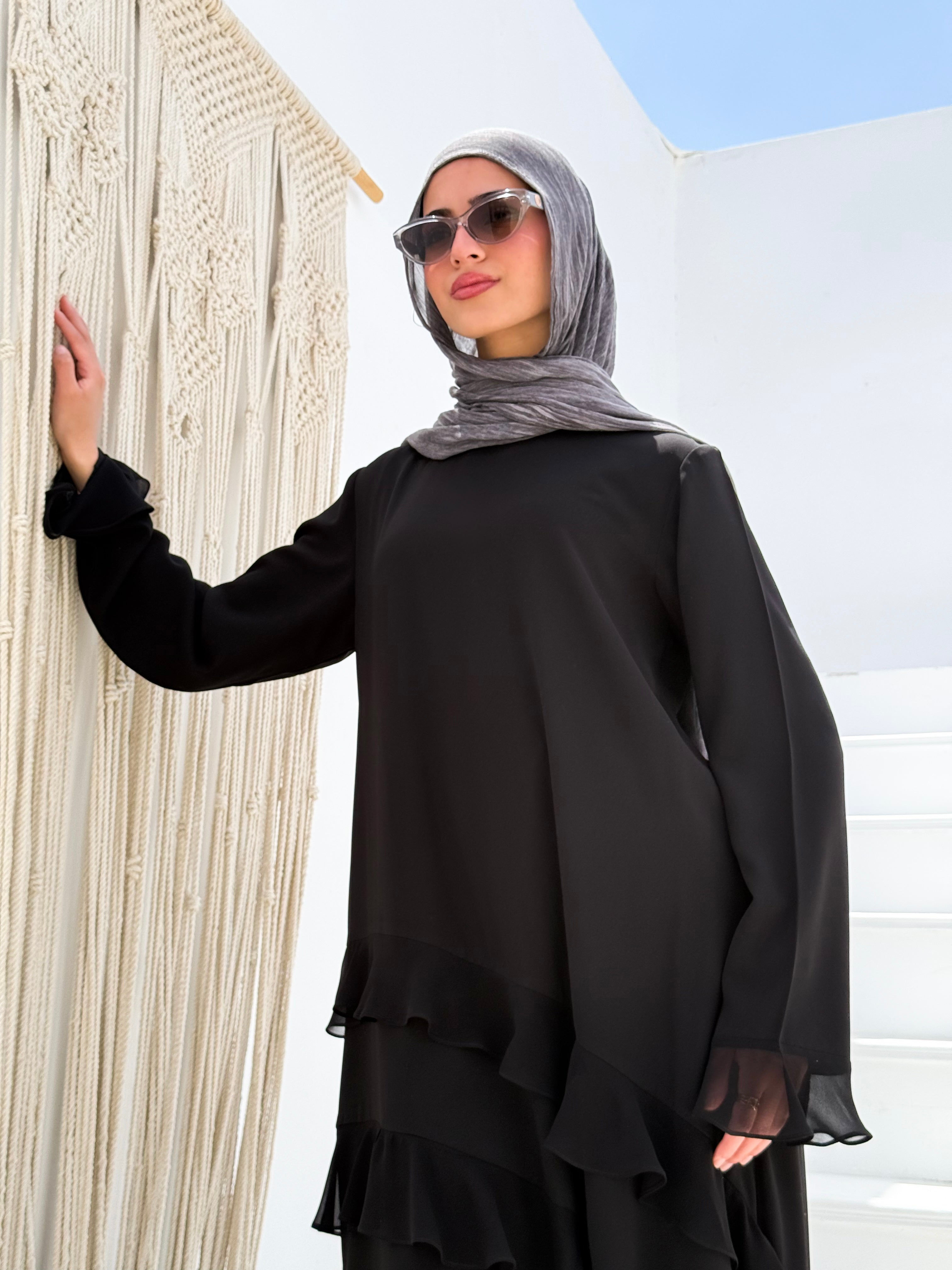Tiered Ruffles Abaya C600