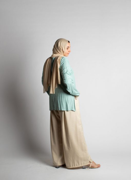 Mint Green Cotton Loose Fit Blouse