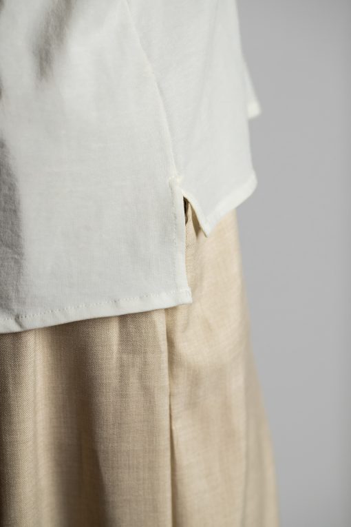 Short White Cotton Basic with Side Slit