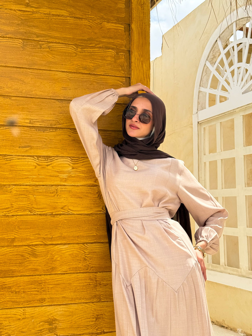 Flow Belted Dress C601 Beige