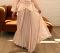 Pleated Satin Skirt C411 Light beige