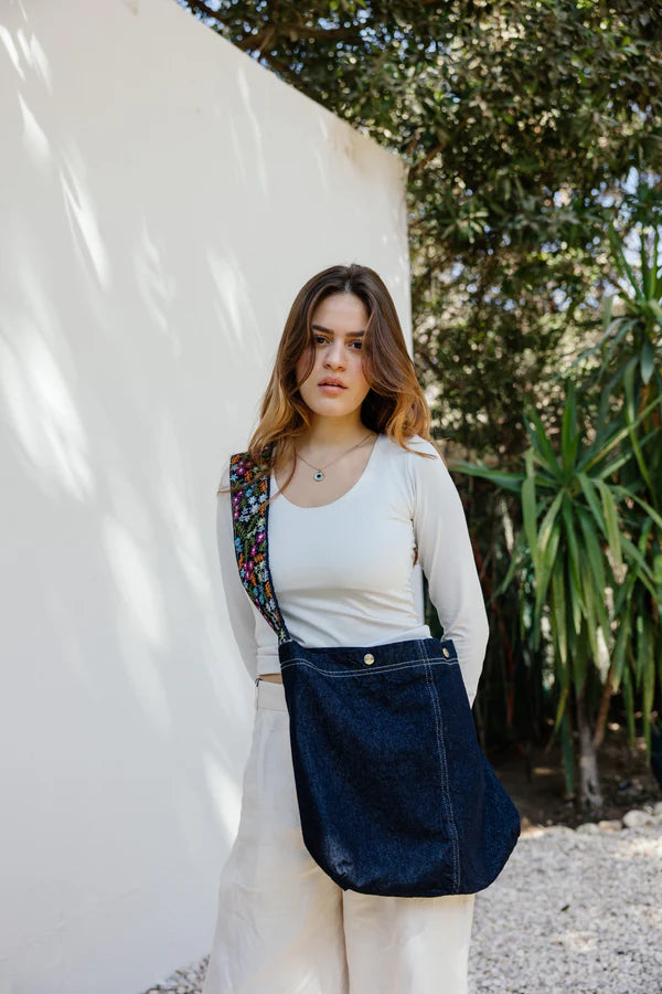 In bloom denim bag - Dark wash