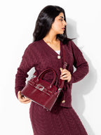 Burgundy Studded Buckle Bag