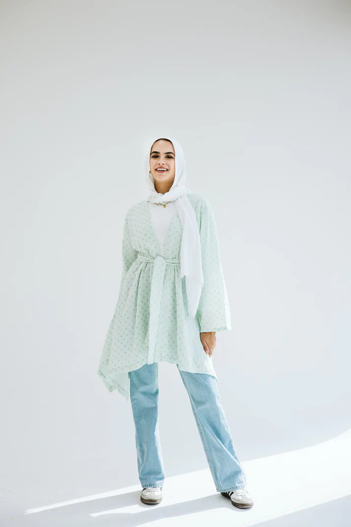 Sunny asymmetrical kimono in mint