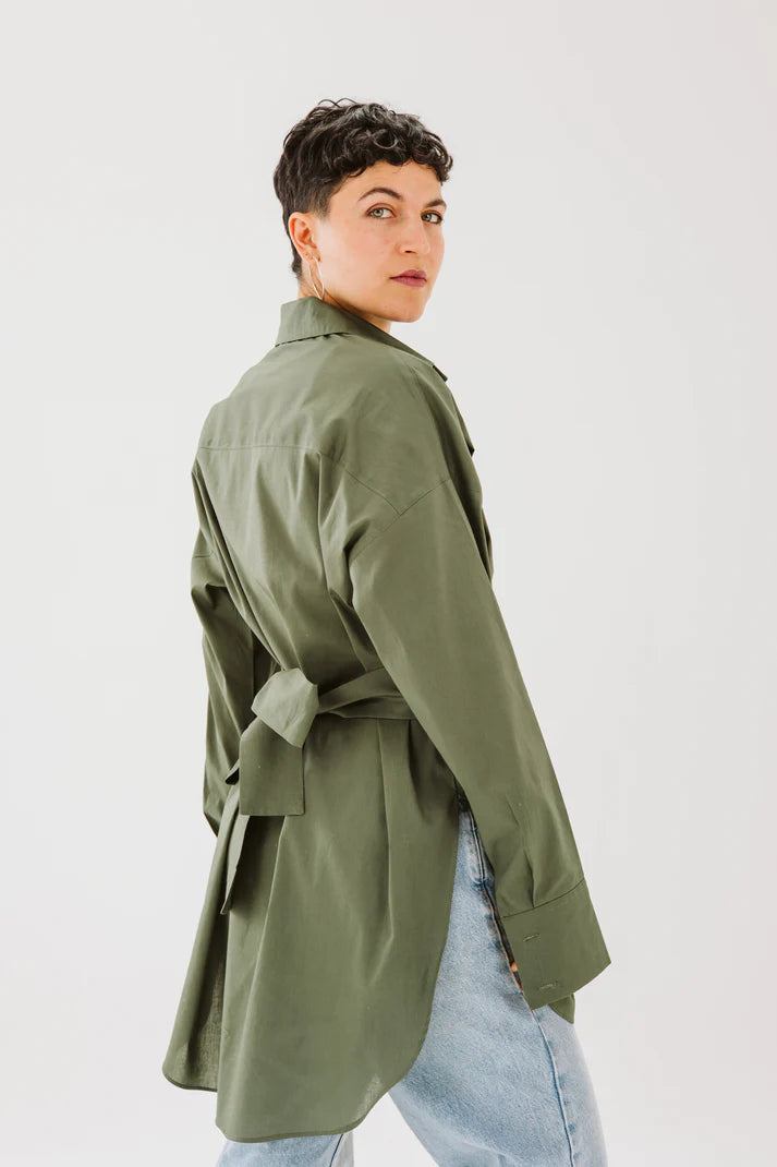 Ribbon chemise in Olive. (Available only at leilet el eid bazar)