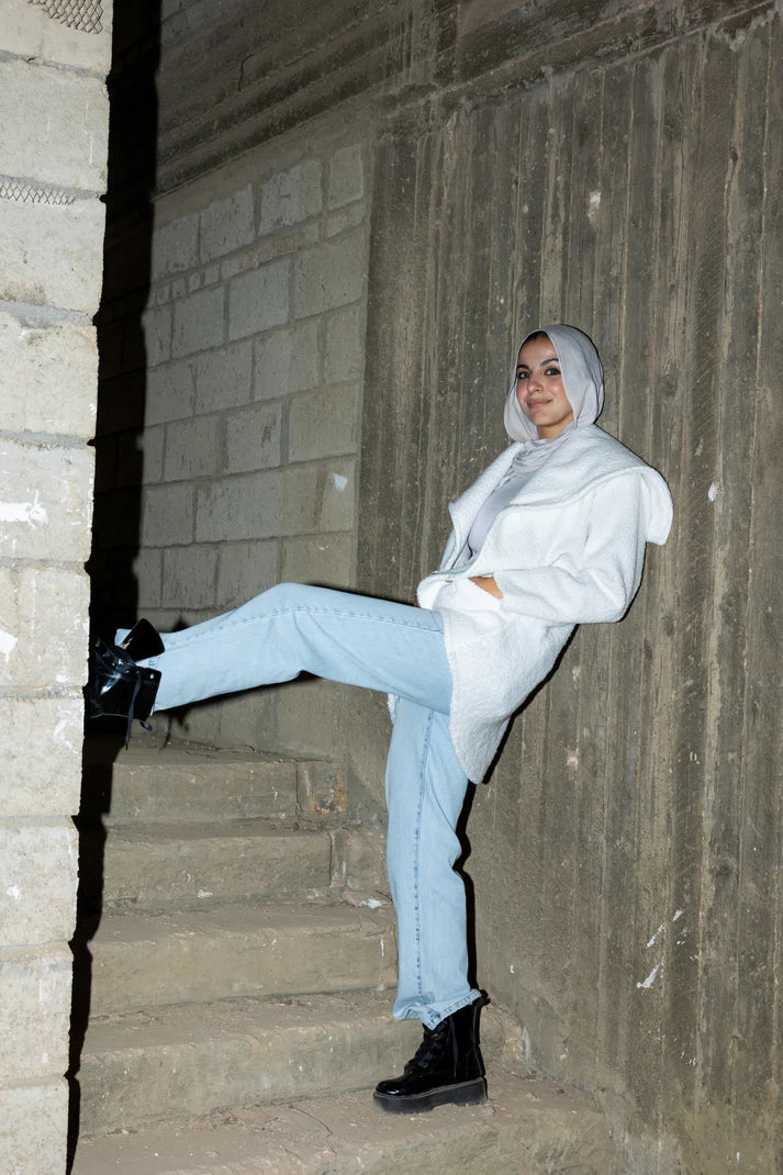 The furry jacket in white
