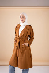 Suede manteau in camel