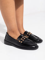 Black Studded Loafers