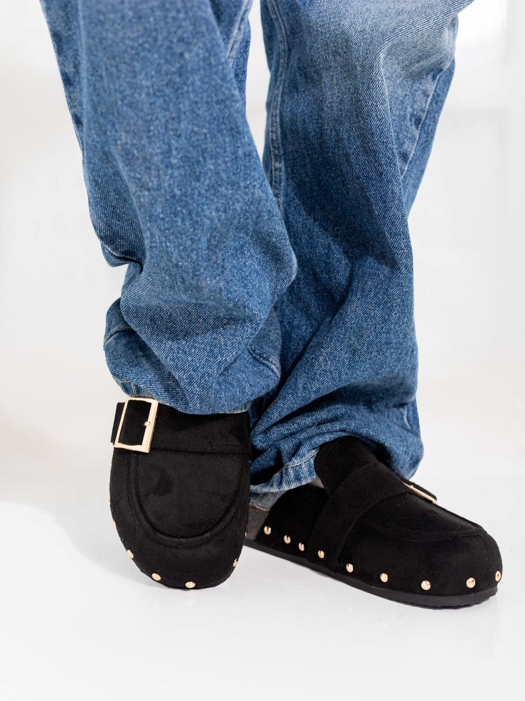 Black Studded Mules