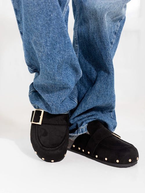 Black Studded Mules
