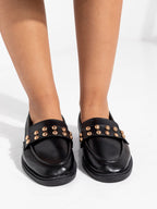 Black Studded Loafers