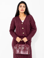 Burgundy Studded Buckle Bag
