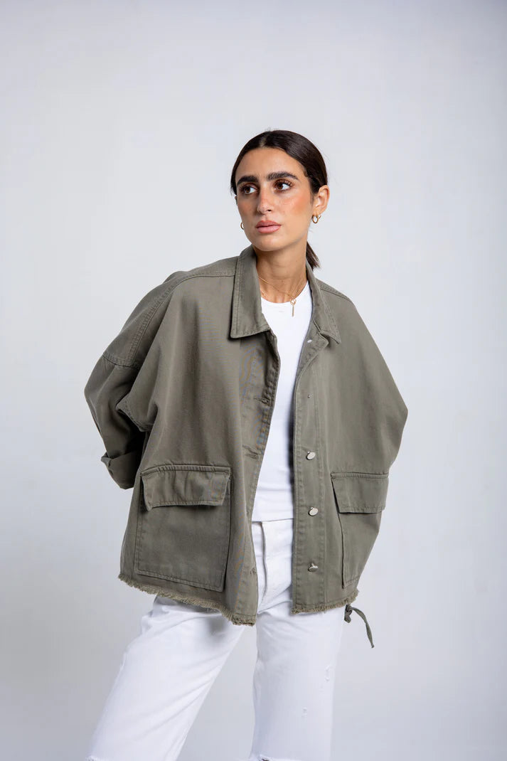 Denim jacket in olive