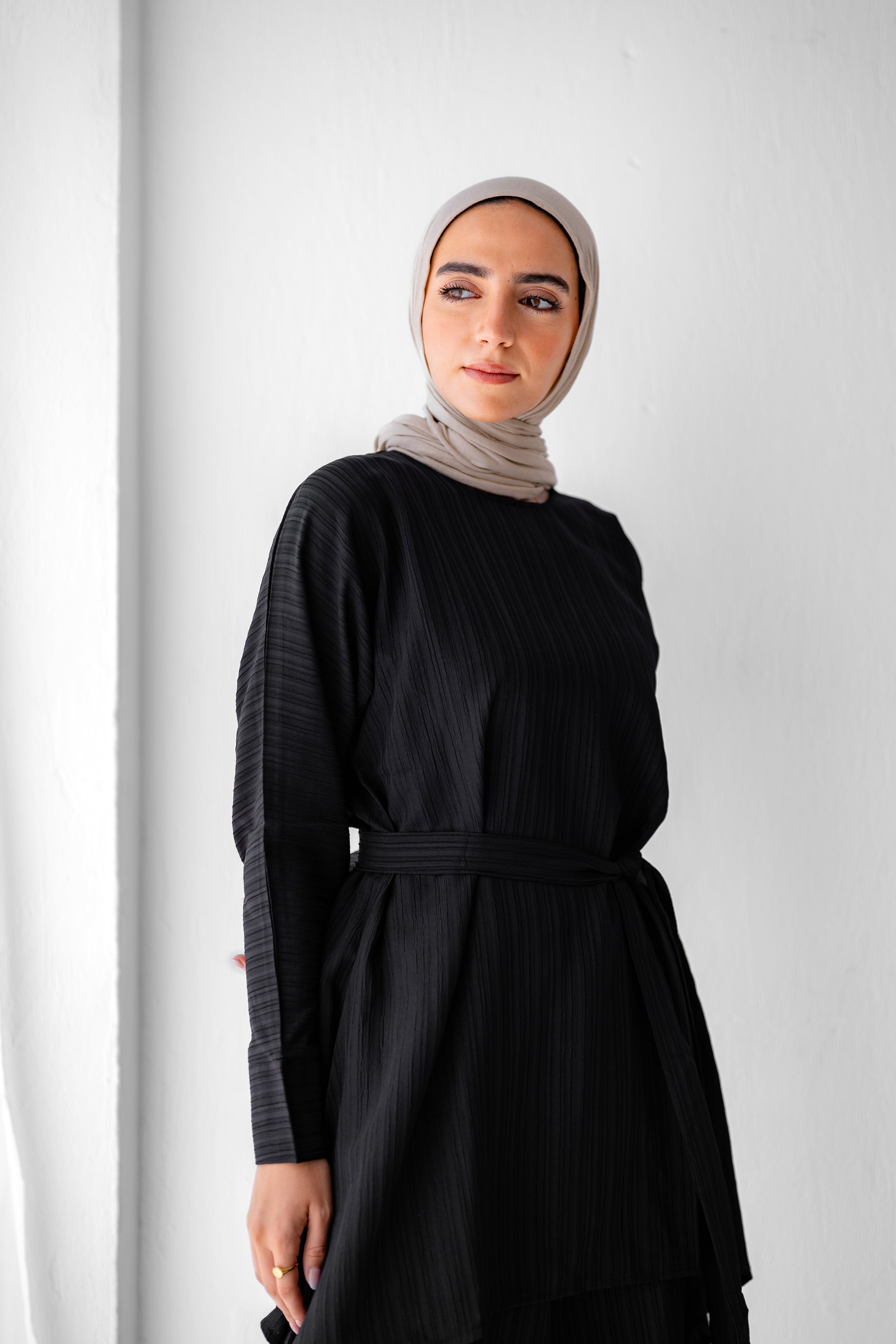 Crinkle Asymmetric Long Blouse Code 10 C