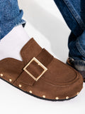 Brown Studded Mules