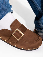 Brown Studded Mules