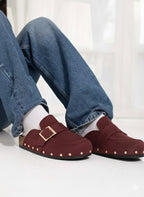 Burgundy Studded Mules