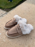Beige Fur Mules