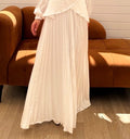 Pleated Satin Skirt C411 White
