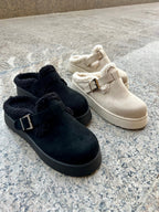 Black Fur Clogs