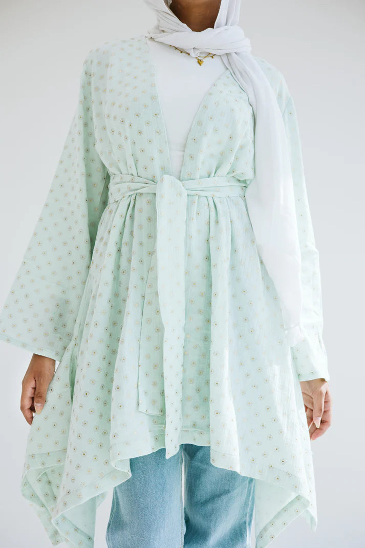Sunny asymmetrical kimono in mint