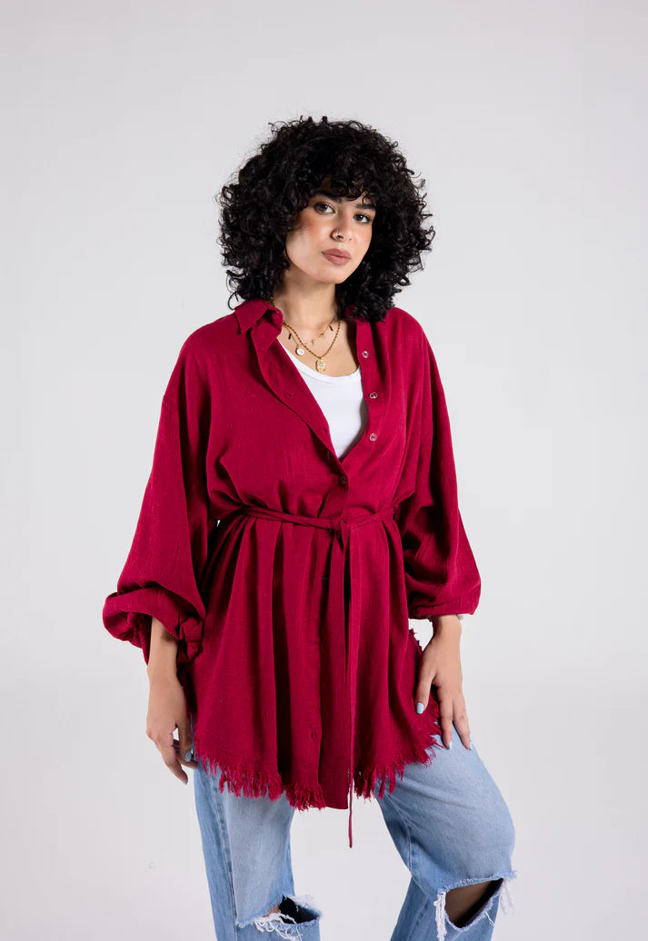 Kokta chemise in maroon