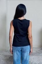 Essential Cotton Sleeveless Double Layered Top - Black