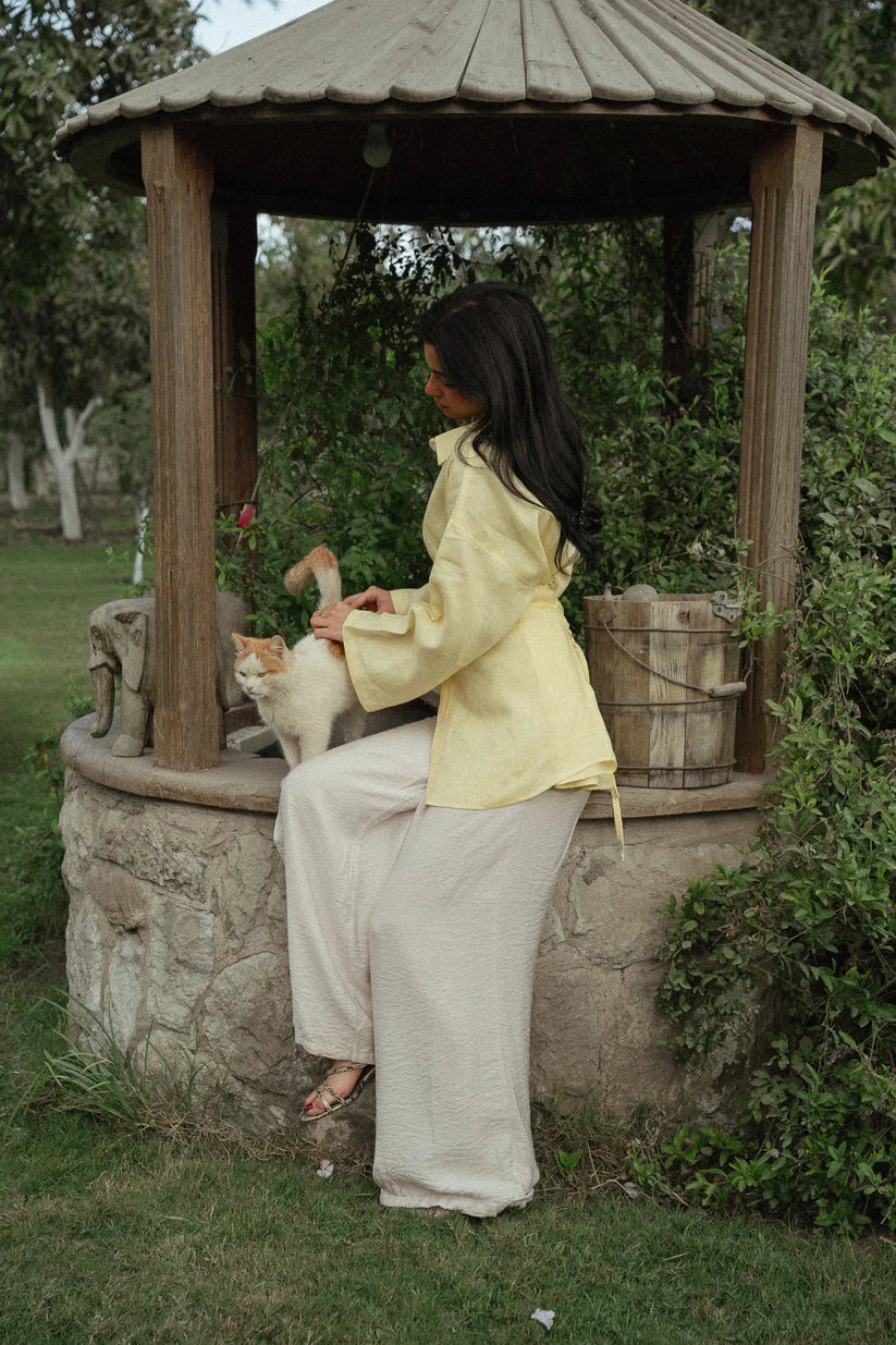 Back Tie Linen Blouse
