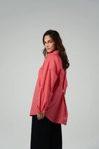 Back Button Striped Poplin Shirt