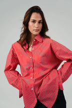 Back Button Striped Poplin Shirt