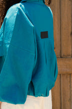 The linen jacket - teal blue