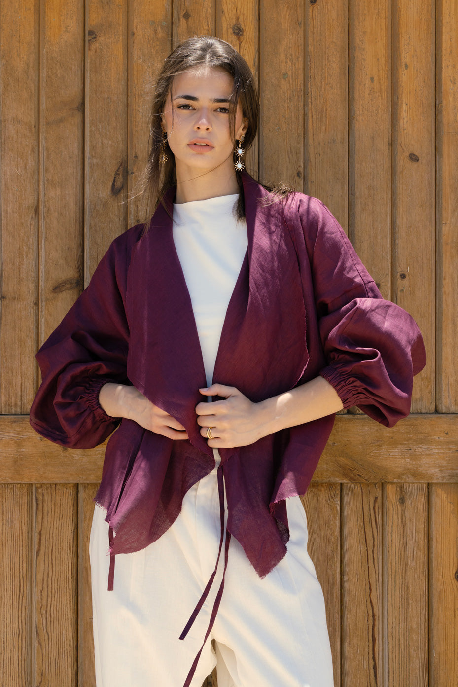 The linen jacket - plum