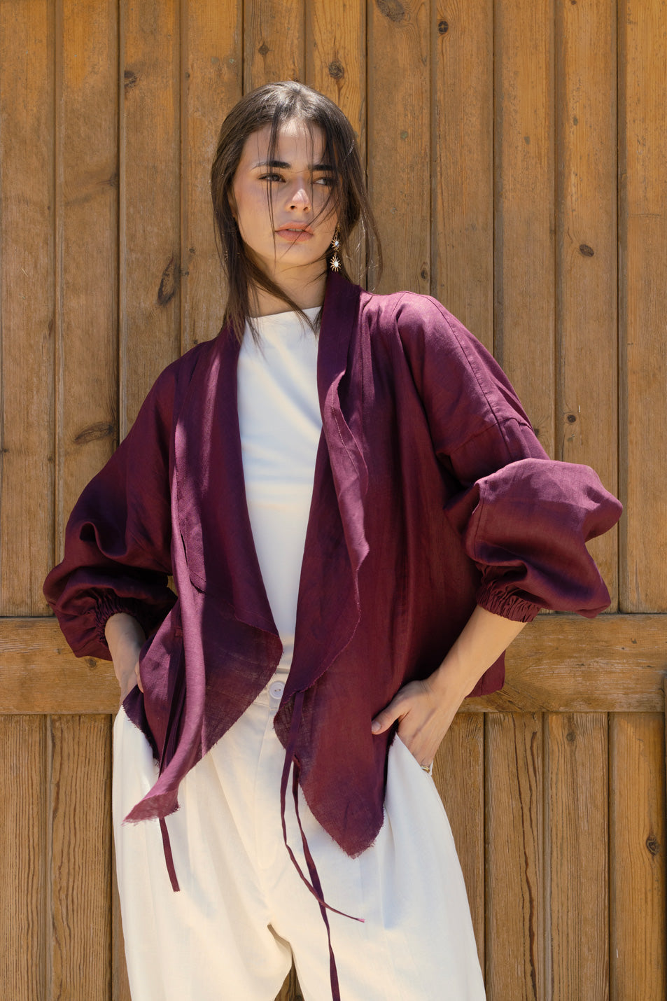 The linen jacket - plum