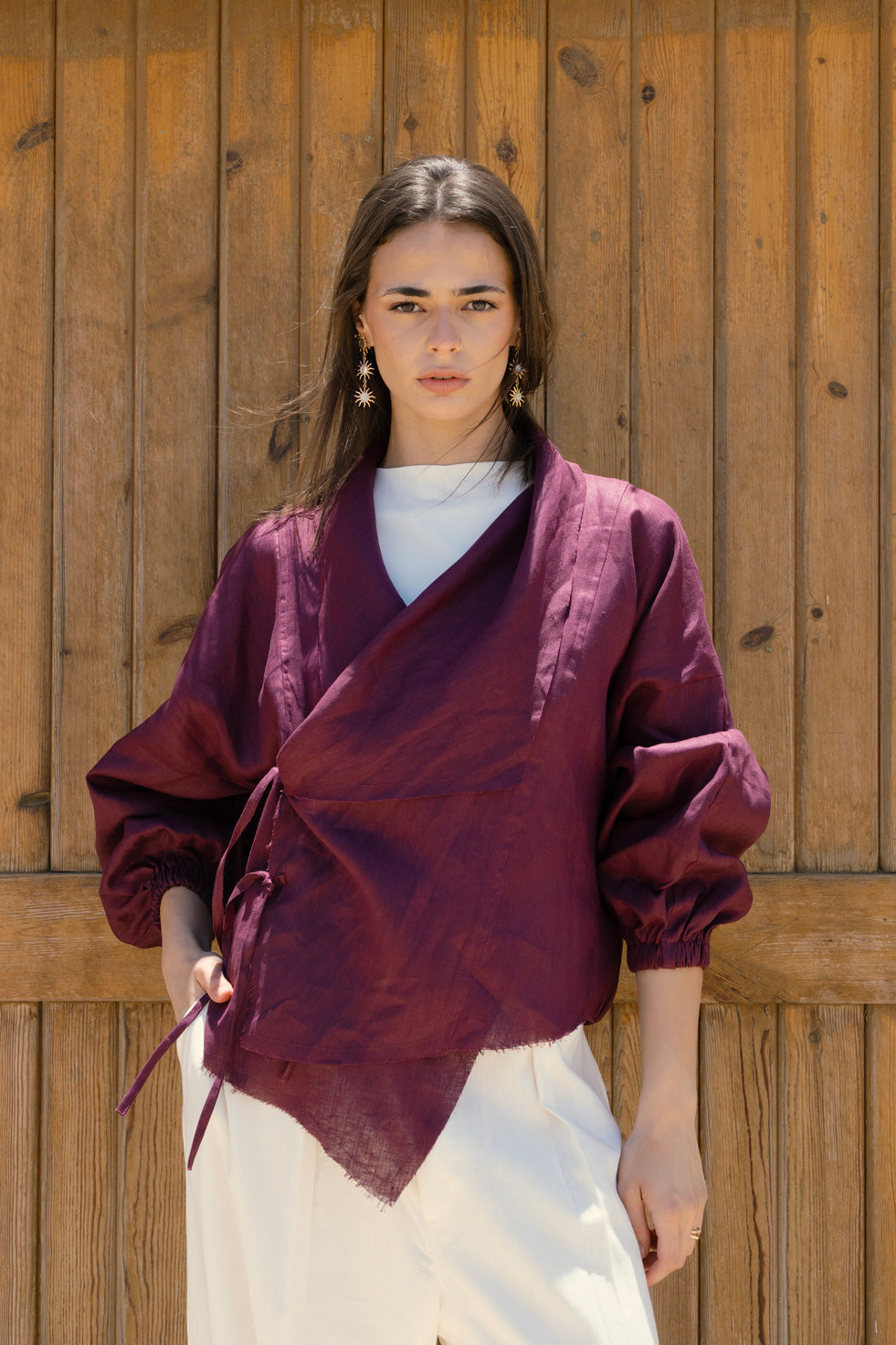 The linen jacket - plum