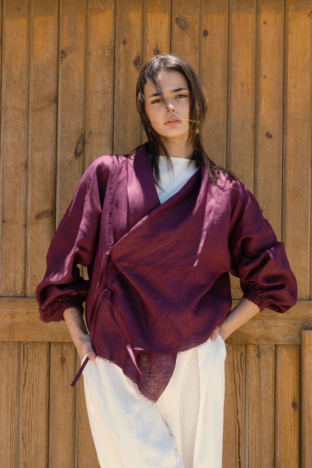 The linen jacket - plum