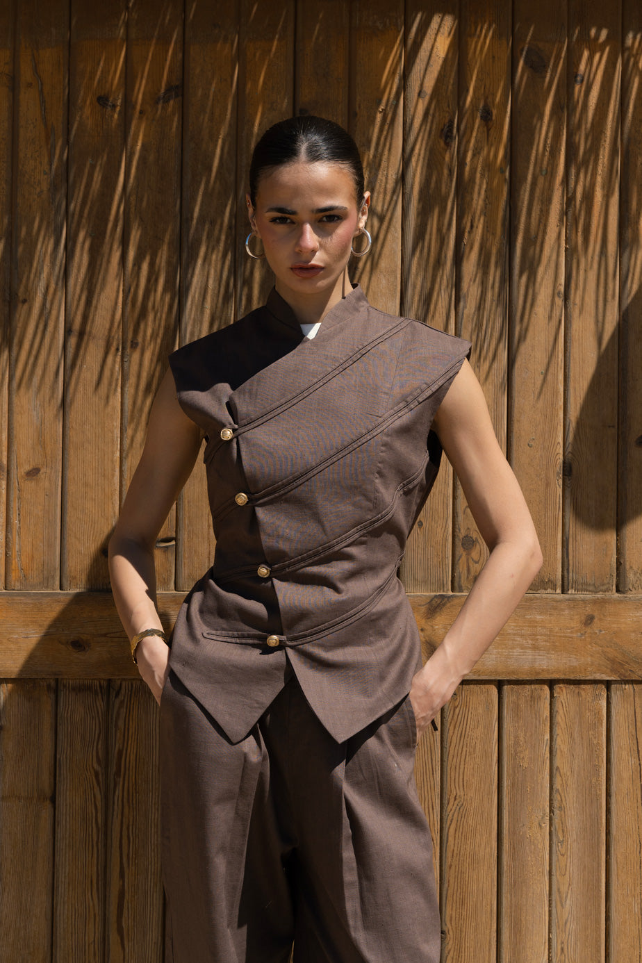 Contour vest - Brown