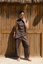 Brown linen pants